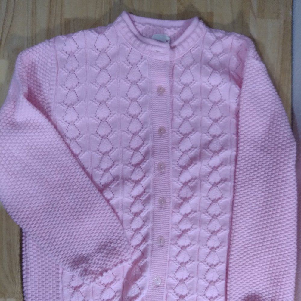 Vintage Haband Pink 3D Knit Cardigan Sweater